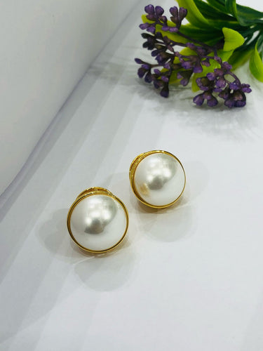 Golden Pearl Hoop Earrings